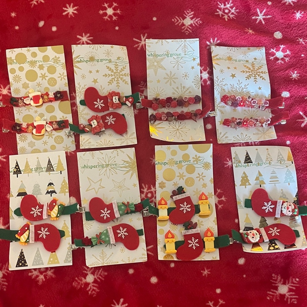 Handmade Festive Kids Hair Clips - Sets of 2